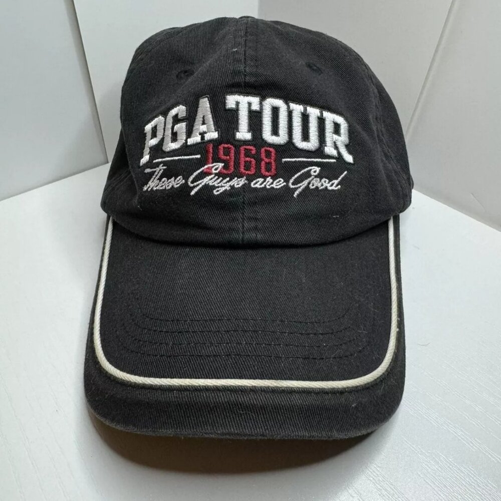 PGA Tour Golf Hat - Embroidered Black Denim Piece - From Personal GolfCollection